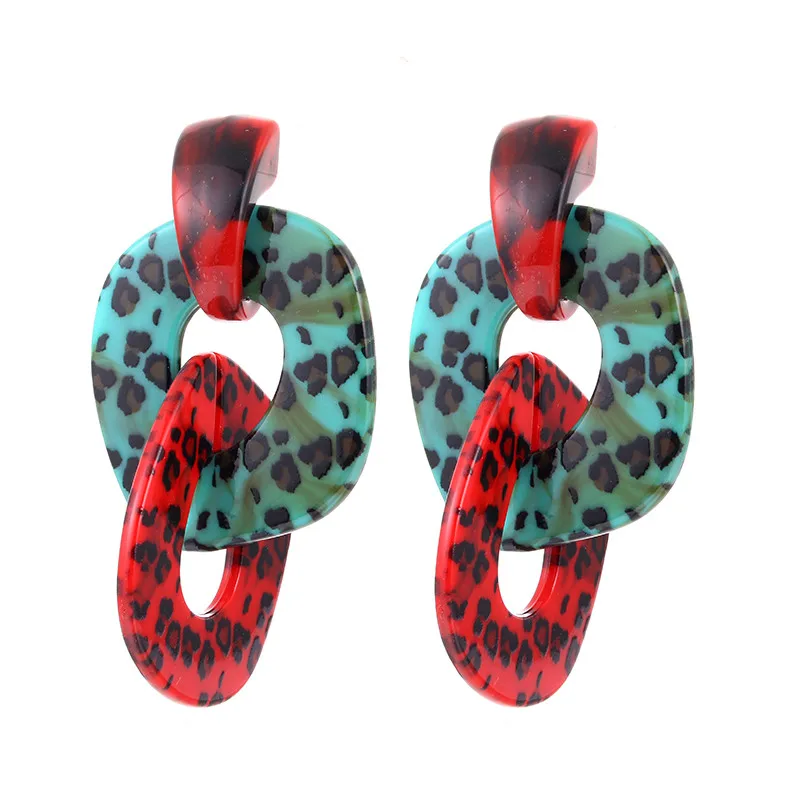 FishSheep эффектный Леопардовый цвет, акриловый серьги-капли ZA для женщин геометрические винтажные большие длинные модные серьги с подвесками ювелирные изделия - Окраска металла: Color A as photo