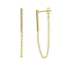 Stainless Steel Long Chain Earring Bohemian Jewelry Gold Color Bar Charm Drop Statement Earrings For Women Wedding Accessoires