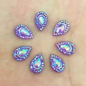 

80Pcs 8*12mm AB Resin Drop Flatback Rhinestone 2 Hole Wedding Buttons DIY Craft Fashion Clothing Accessories K931