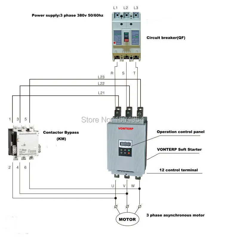 Устройство плавного пуска двигателя(трёхфазное, 380V, 45 kw