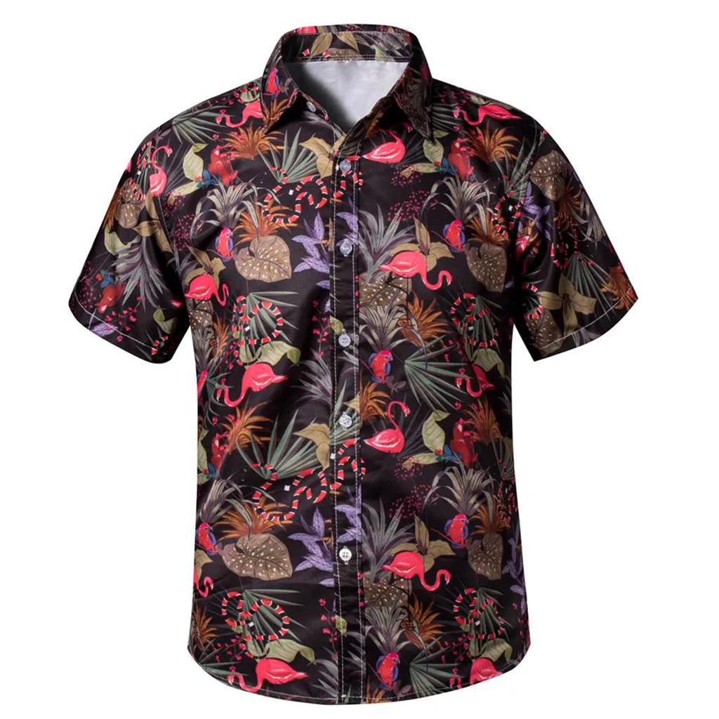 

Camisa Masculina Spring and Summer Fashion Couple Personal Printed Short-sleeved Beach Tops High Quality Chemise Homme