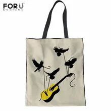 FORUDESIGNS/Модная Гитара С Рисунком Птиц хлопчатобумажная сумка сумки для женщин модные большие дружественные Эко сумки тканевые сумки для шоппинга