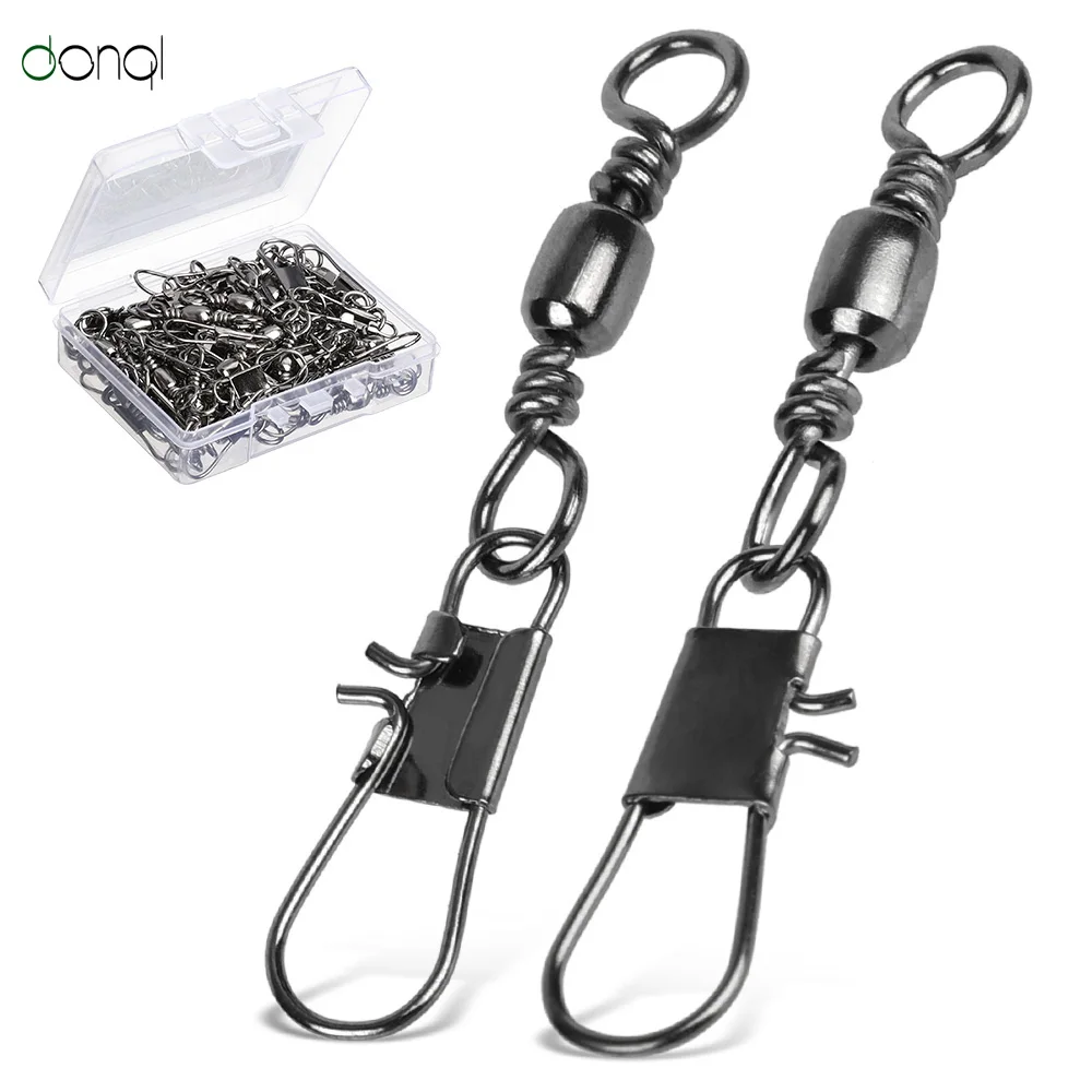 

DONQL 10/20/50Pcs Swivel Fishing Connector Stainless Steel Rolling Solid Rings Interlock Snap Fishing Tackle Accessories