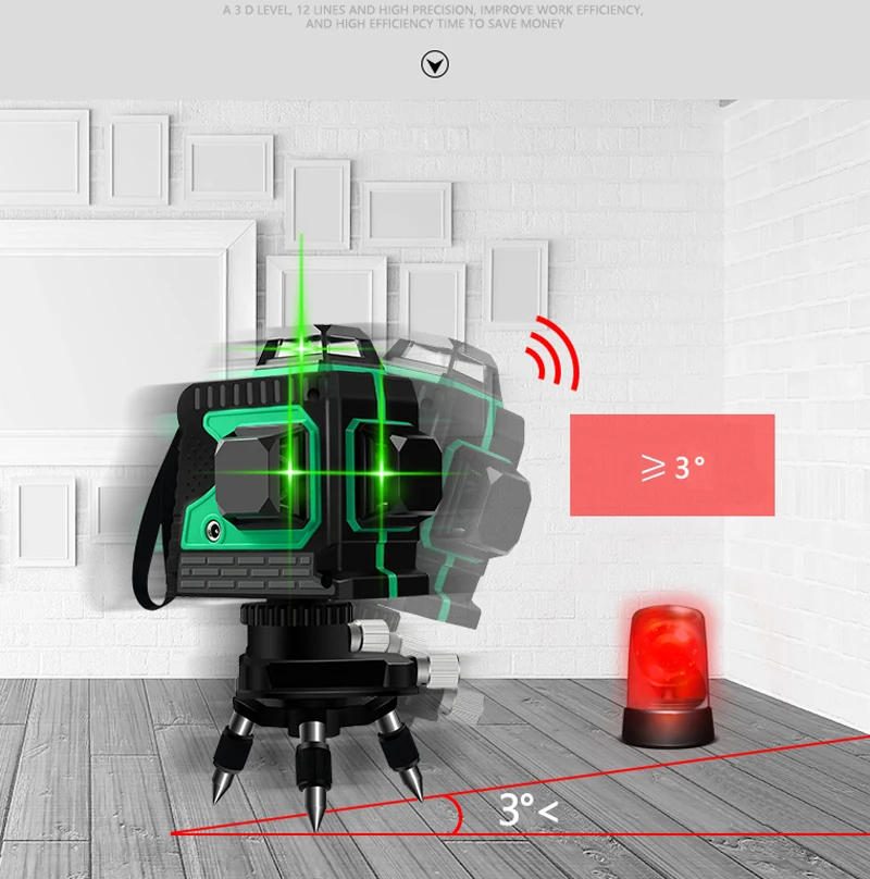 Лазерный уровень, 12 линий, 3D уровень, самонивелирующийся, 360, горизонтальный вертикальный крест, супер мощный зеленый лазерный уровень, строительные инструменты