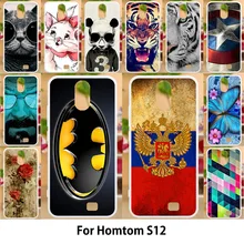 Anunob Voor case homtom s12 Silicone Soft TPU Back Covers homtom s12 cases Schilderen Batman Vlag Patroon Schelpen Zak 5.0 inch(China)