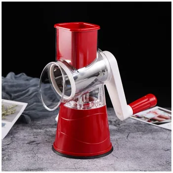 

Manual Round Mandoline Vegetable Slicer Cutter Onion Potato Carrot Grater With 3 Chopper Blades Tabletop Drum Kitchen Gadgets