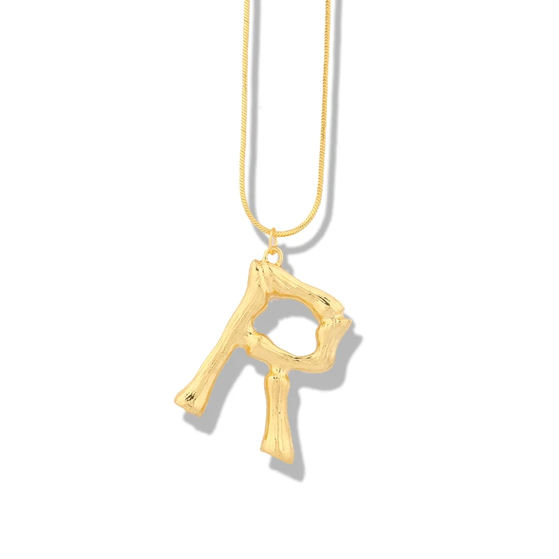 Peri'sBox, новинка, золотое ожерелье с подвеской в виде больших букв, богемное бамбуковое многослойное ожерелье, крупное колье, чокеры - Окраска металла: R