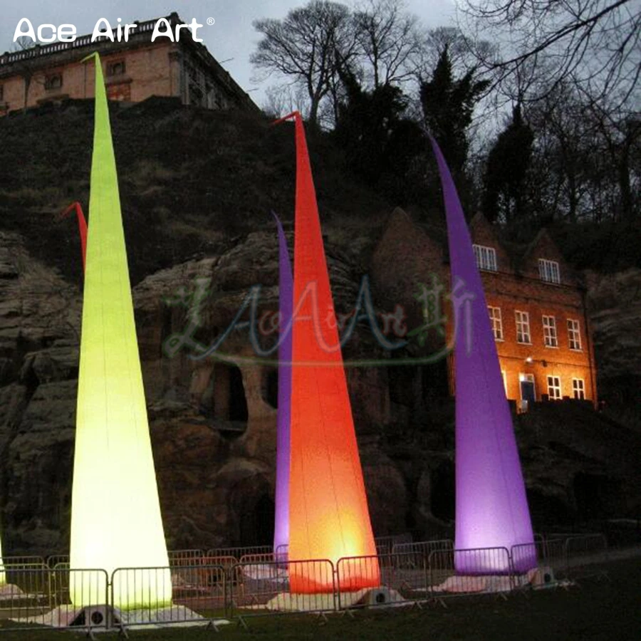 

Hot sale inflatable cones,air column,cone pillars with colorful and changeable led lights for events decoration carpet entrance