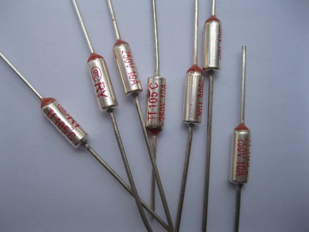 Термопредохранитель Microtemp 105C отсечки 10 А 250 В 12 шт. в партии|microtemp thermal fuse|thermal fuse10a