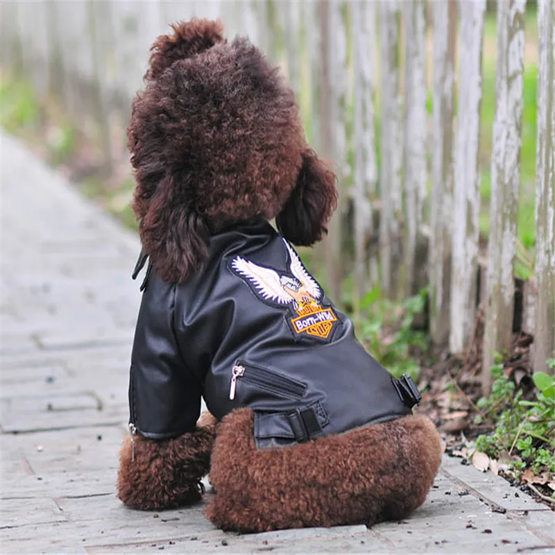 Славный орел узор собака пальто pu кожаная куртка Мягкая водонепроницаемая одежда для щенка модная одежда для маленьких питомцев(XXS-XXL