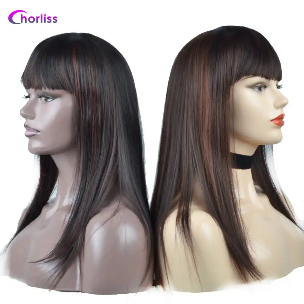 Chorliss Straight Synthetic Wigs Full Wig With Bangs Medium