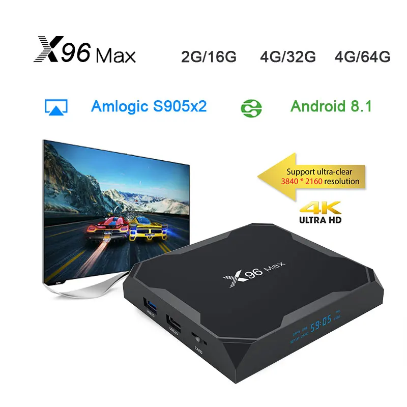Смарт-ТВ коробка Android 8,1 Вай-Фай бокс объемом до 32 GB 4GB 64GB 4 ядра Amlogic S905X2 H.265 4K X96Max set top tv box X96 Макс против X96mini
