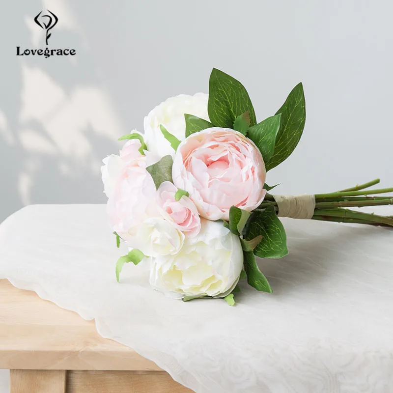 artificial flowers peony wedding flowers bridal bouquet  (45)