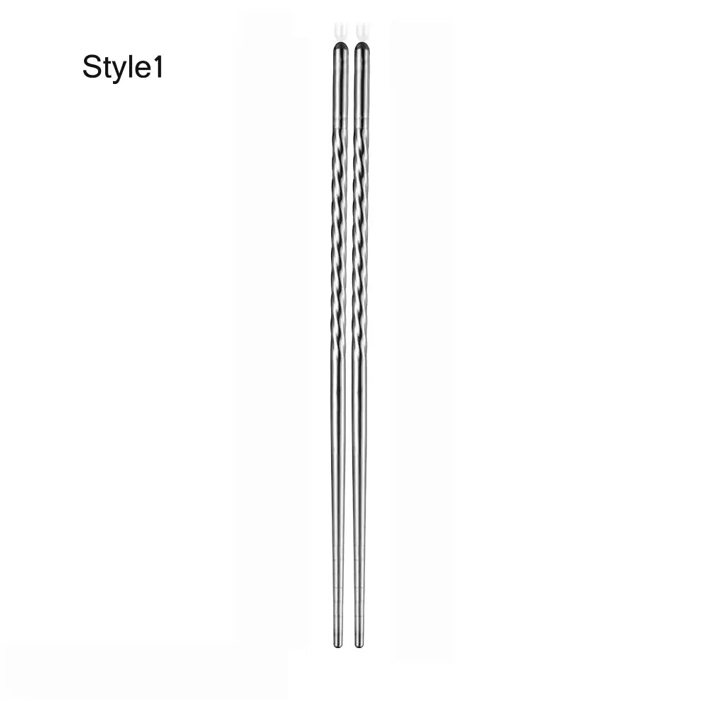 Style1 1 пара палочек для еды из нержавеющей стали, прочные палочки для еды, китайские традиционные палочки для еды с цветочным узором из нержавеющей стали, посуда - Цвет: Style1