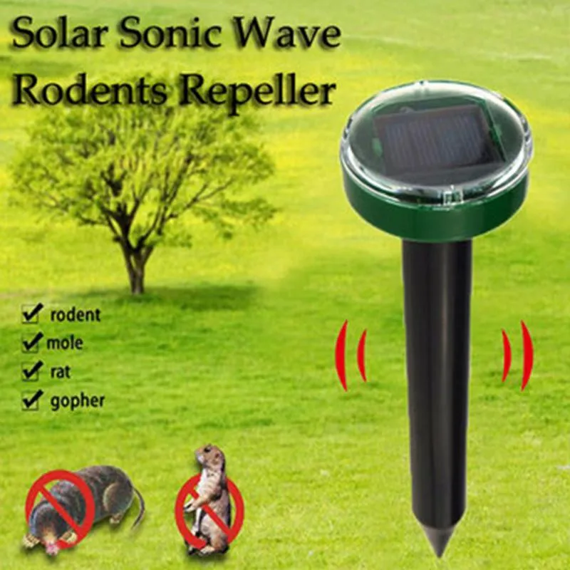 Eco-Friendly Solar Power Ultrasonic Gopher Mole Snake Mouse Pest Reject Repeller Control for Garden Yard