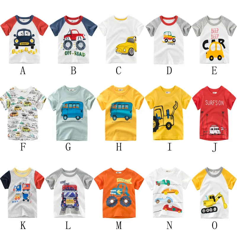 

Boys & Girls Unisex T-shirt Cartoon Sport Car Bus Truck Jeep Saloon Taxi Kids Tee Cotton Tops Baby Child Clothing Toddler Wear