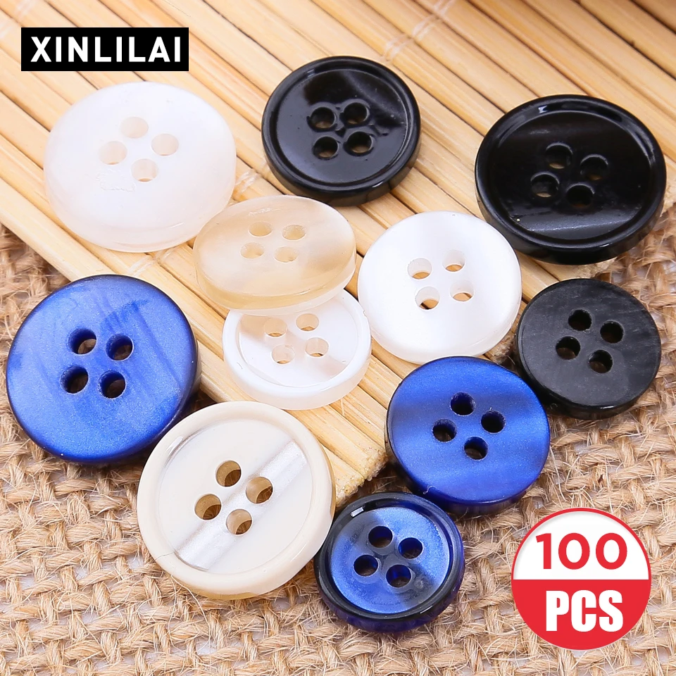 

100pcs Solid Wooden Buttons Four Holes Redis Coat Buttons Round versatile clothing Buttons Decorativos 11.5/12.5/15.0MM
