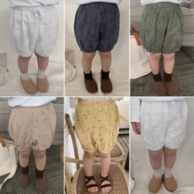 Новые летние однотонные шорты для маленьких девочек, детские свободные штаны с эластичной резинкой на талии для отдыха