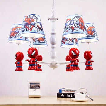 

Cartoon creation Spiderman chandelier boys bedroom children room light modern simple LED chandelier remote control