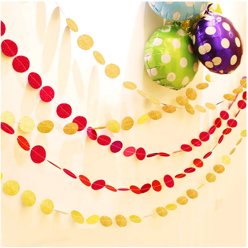 

Silver and Gold Glitter Circle Polka Dots Paper Garland Banner Birthday Party Decorations Baby Shower Decorations Party Supplies