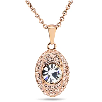 

Fashion Rose Gold Jewelry Stainless Steel Crystal Necklaces Pendants For women
