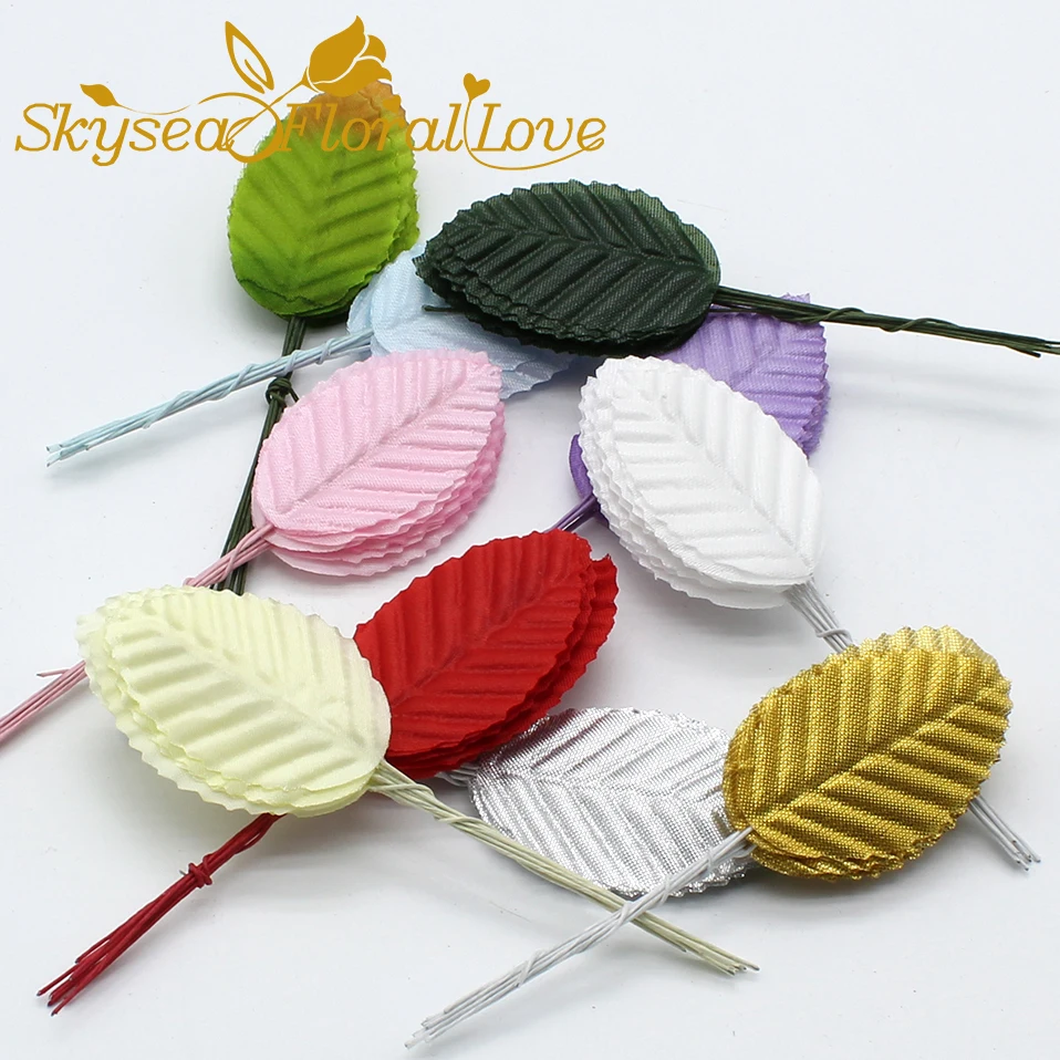 Artificial flower fake leaves DIY handicraft wedding decoration candy gif box plants handmade