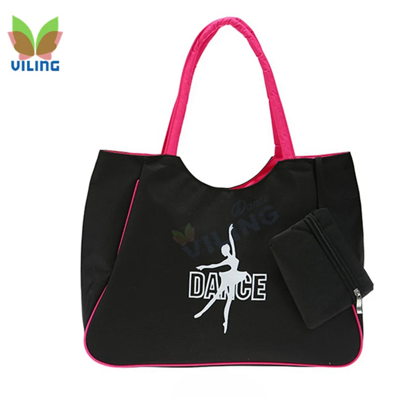 Розовый балетный танцевальный мешок, черные ручные сумки для девушек, Женский танцевальный r вышитый клатч, хорошая Водонепроницаемая тканевая сумка - Цвет: Черный