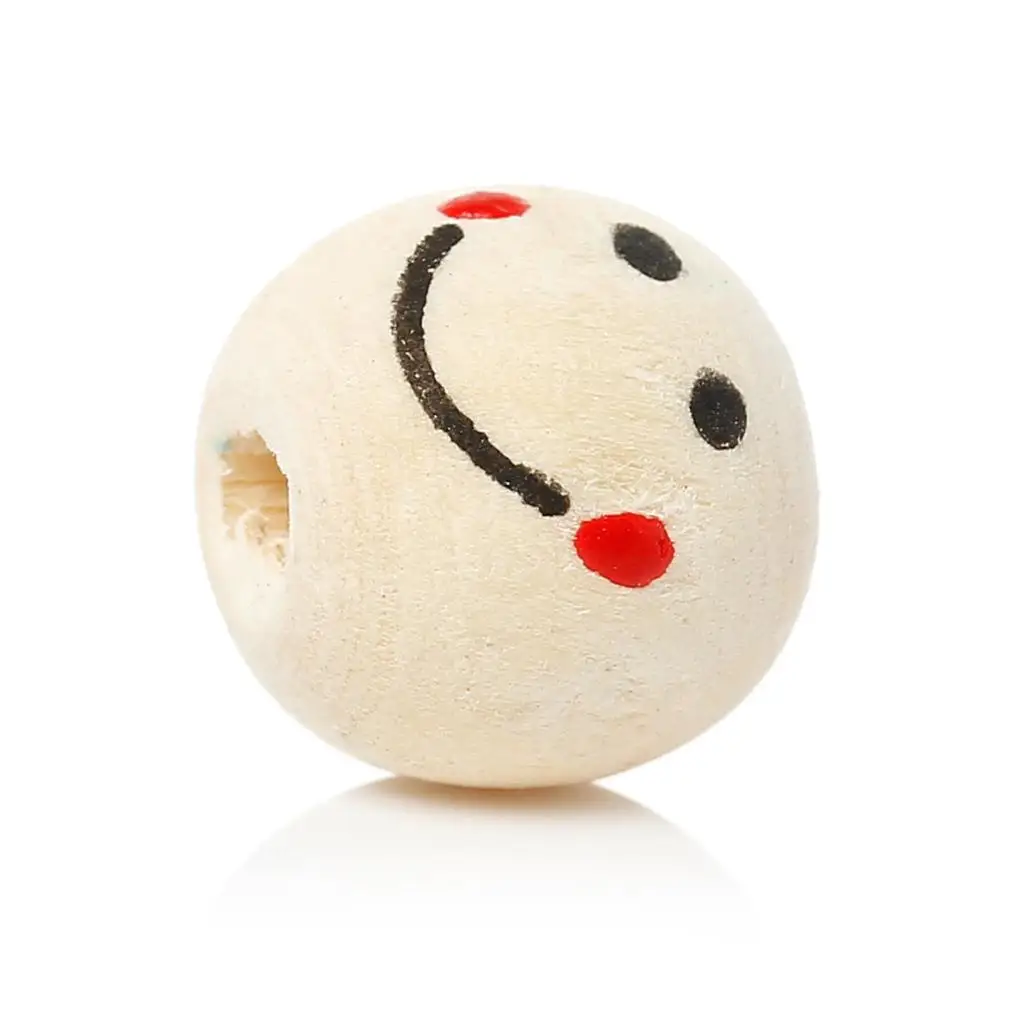 

DoreenBeads Wood Spacer Beads Barrel Natural Smile Pattern About 13mm( 4/8") Dia, Hole: Approx 4mm, 20 PCs