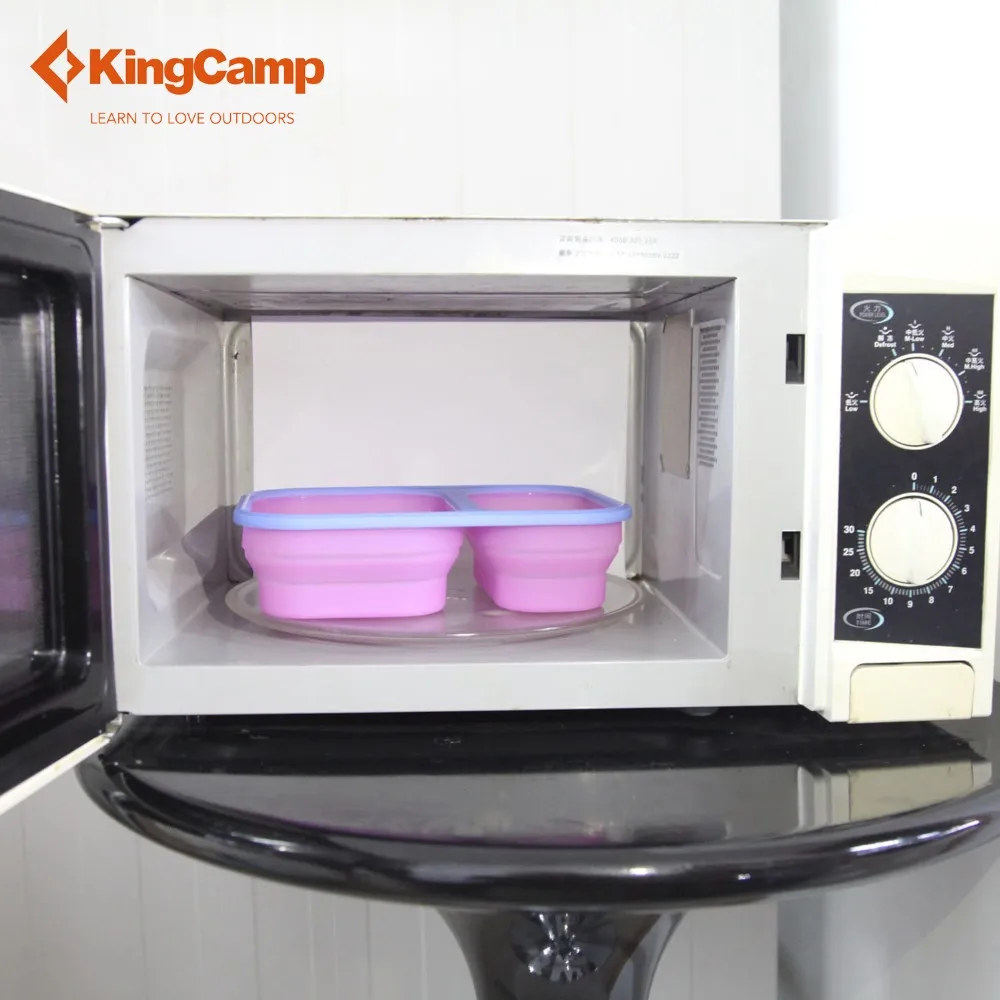 KingCamp силиконовая складная коробка для завтрака два Compartment1600ml Открытый Отдых дорожная Посуда Для Пикника Туризма