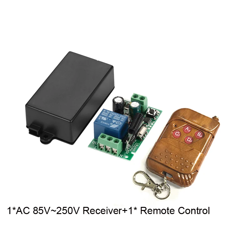 433MHz Universal Wireless Remote Control Switch AC 110V 220V 1 Channel Relay Receiver and 4 Pieces 4 Button RF Remote Control 433MHz Universal Wireless Remote Control Switch AC 110V 220V 1 Channel Relay Receiver and 4 Pieces 4 Button RF Remote Control