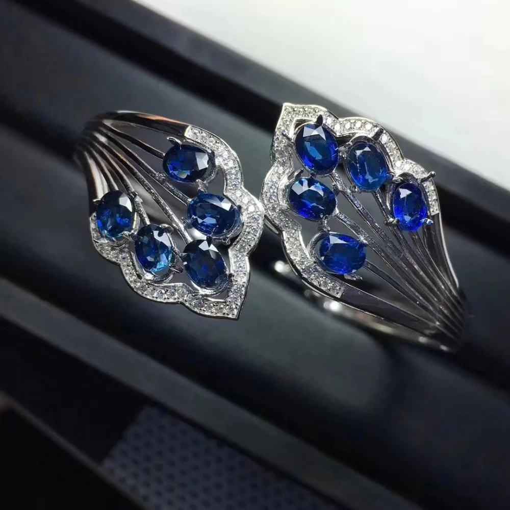  Bracelets en saphir bleu naturel Bracelet en pierres précieuses naturelles 925 en argent sterling p
