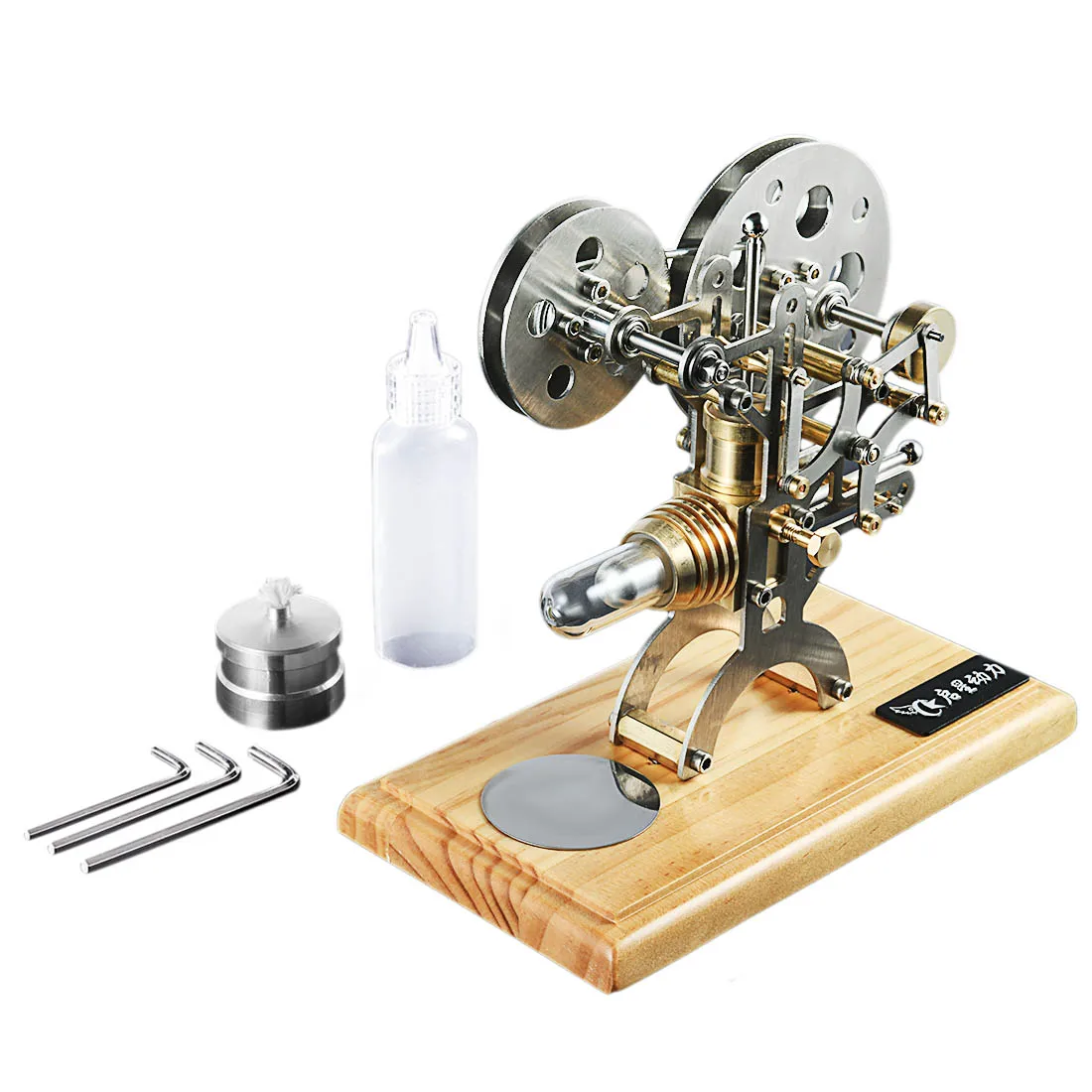 

Retro Stirling Engine Motor External Combustion Engine Science Educational Model Decoration With Solid Wood Base For Children