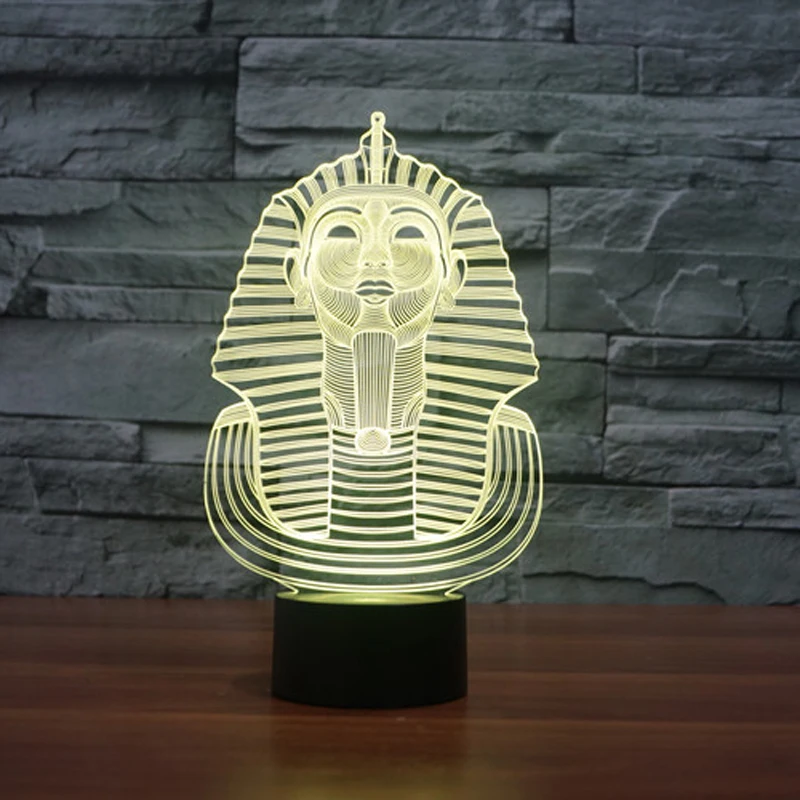 3D USB LED Egyptian Sphinx Pharaoh Night Light 7 Color Changing Mood