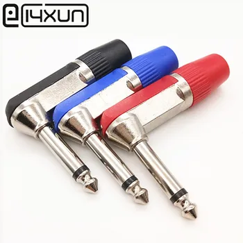 

EClyxun 12pcs 6.35mm 2Pole Mono Audio Male Plug 6.35 Right Angle Amplifier Microphone Jack 6.5 mm TRS Plug Welding Connector