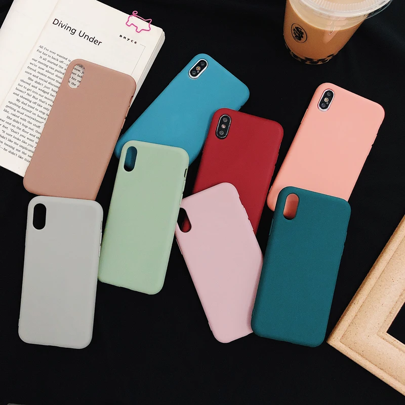 

Luxury Soft Back Matte Color Cases for iPhone 8 7 plus 8 6 6s X XS max XR Candy Color Case Shockproof TPU Silicone Back Cover