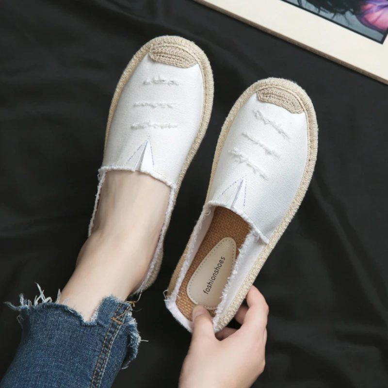 Summer women's shoes flat casual shoes half heel breathable Espadrilles fashion Shallow slip sneakers women canvas slippers