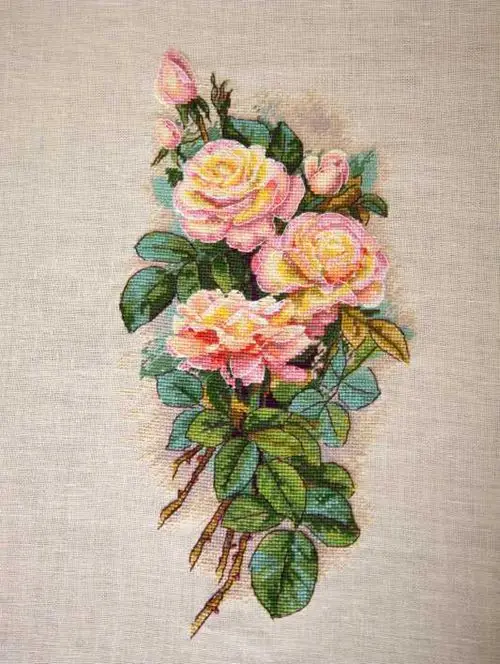 cs-2252 Cross Stitch Kit Reaationary Retro Nostalgic Pink Roses Rose