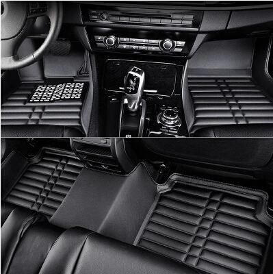 UNIVERSAL CAR FLOOR MATS BLACK WITH WHITE TRIM CITROEN DS3 DS4 DS5 NEMO SAXO