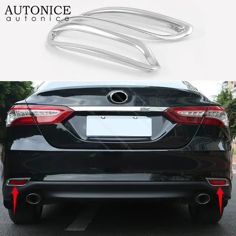 

2pc Chrome Rear Fog Light Lamp Cover Trim Garnish fit For toyota Camry 2018-2019