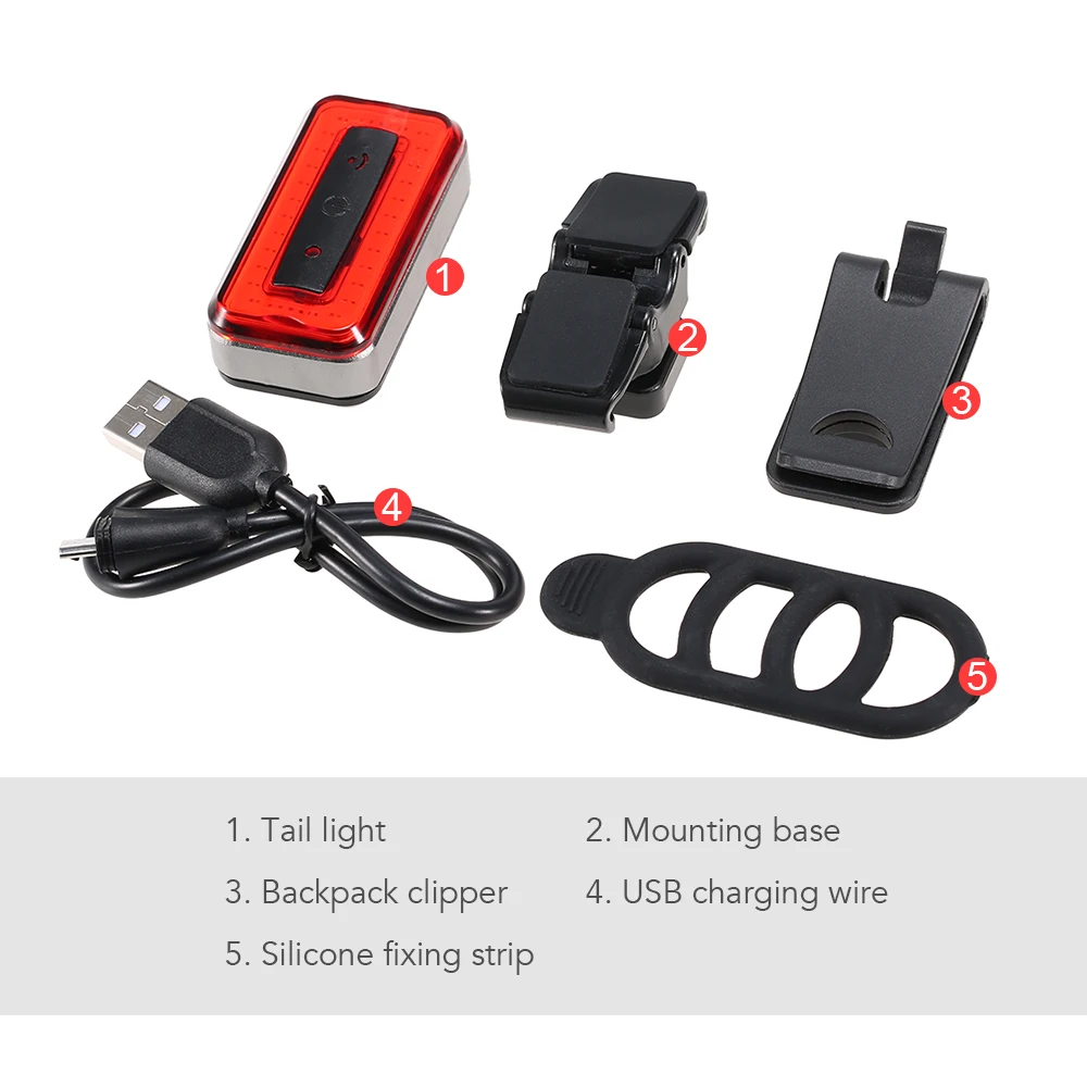 Sale Waterproof Bicycle Rear Light Portable USB Rechargeable COB Night Riding Warning Light Safety Light Lantern for MTB Road Bike 11