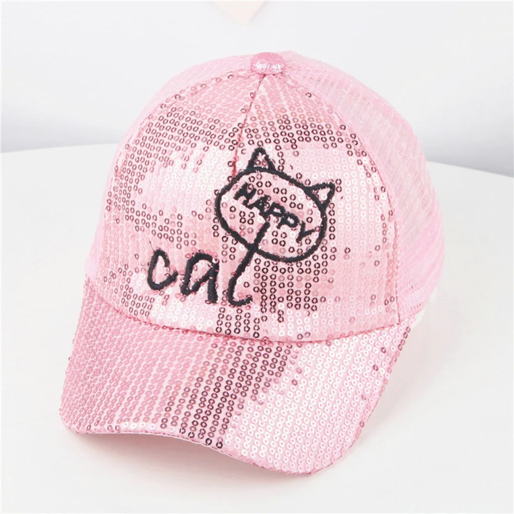 

Paillette Hat Baseball Cap Sunhat Kids Baby Children Cartoon Cat Student MM513