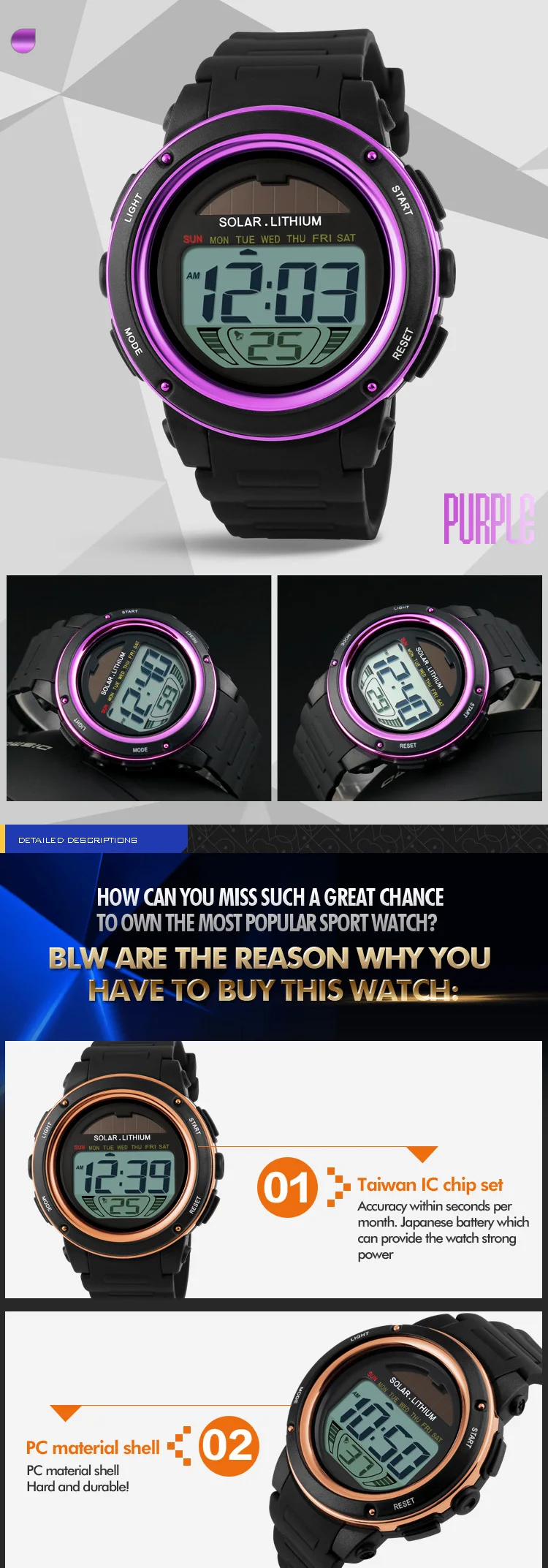 SKMEI бренд солнечной энергии мужские электронные спортивные часы Открытый военный светодиодный часы цифровые наручные часы Relogio Masculino 1096