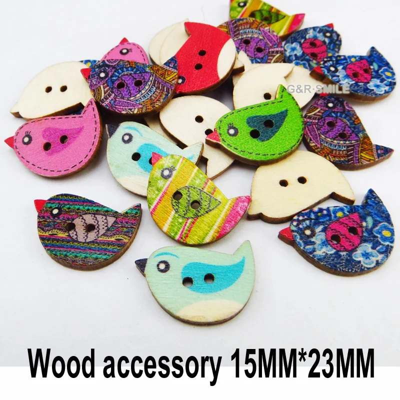 30pcs chick buttons 2 Holes patterns cartoons Wood Sewing butterfly Button Scrapbook charms WCF-416 | Дом и сад