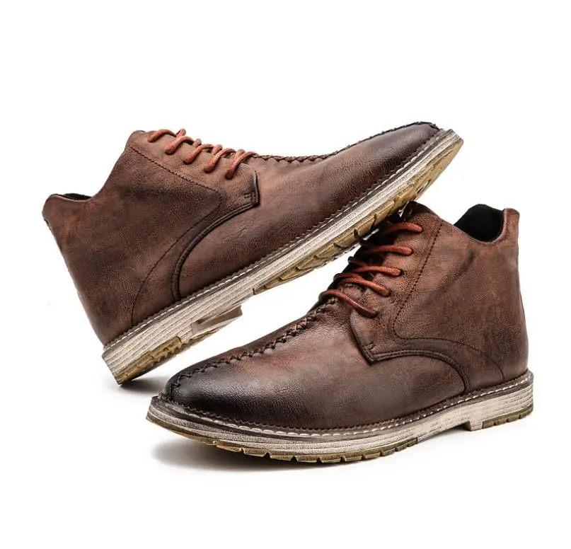 Fashion suit high leather shoes pointed men's leather boots fashion big size Madingxueyinglun shoes