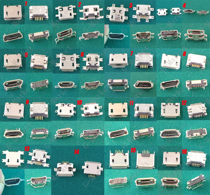

16Models Mini Micro USB connector Jack 5P 5 pin power Charging Socket female Mix SMD DIP V8 Port dock Plug