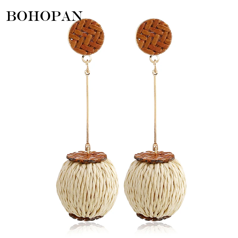 

Earrings Fashion Jewelry 2018 Wood Dangle Earrings Women Handmade Weave Geometric Long Drop Earrings Bohemia Vintage Oorbellen