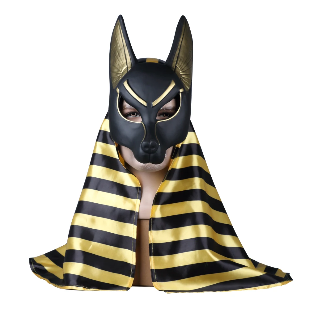 Egyptian Anubis Cosplay Face Mask PVC Canis spp Wolf Head Jackal Animal Masquerade Props Party Halloween Fancy Dress Ball (2)