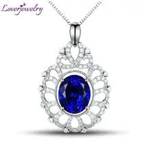 Новинка, изумительная овальная подвеска из танзанита, 9x11 мм, синяя, с бриллиантами, 14 к, два тона, золото, драгоценный камень, хорошее ювелирное изделие для женщин WP049