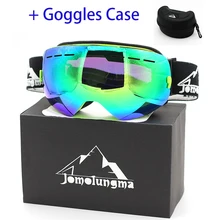 Jomolungma катания на лыжах, сноуборде, двойной большой сферическая линза UV400 Protecion Анти-туман Для мужчин Для женщин Лыжный Спорт очки с большой из вспененного этиленвинилацетата(ЭВА) чехол SGC00102