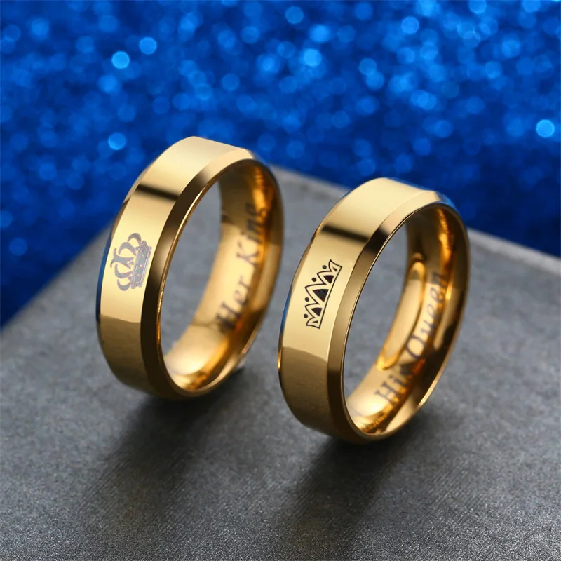 V. YA Crown обручальные кольца для женщин его королева и ее король мужчины пара ювелирных изделий Черное золото цвет кольца из нержавеющей стали Прямая поставка
